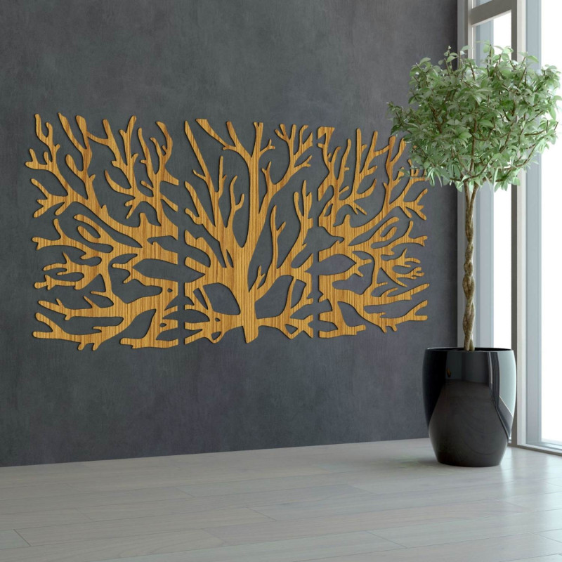 Decorațiune de perete ecologică din lemn cu motivul copacului vieții