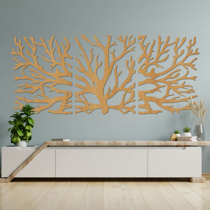 Decorațiune de perete ecologică din lemn cu motivul copacului vieții