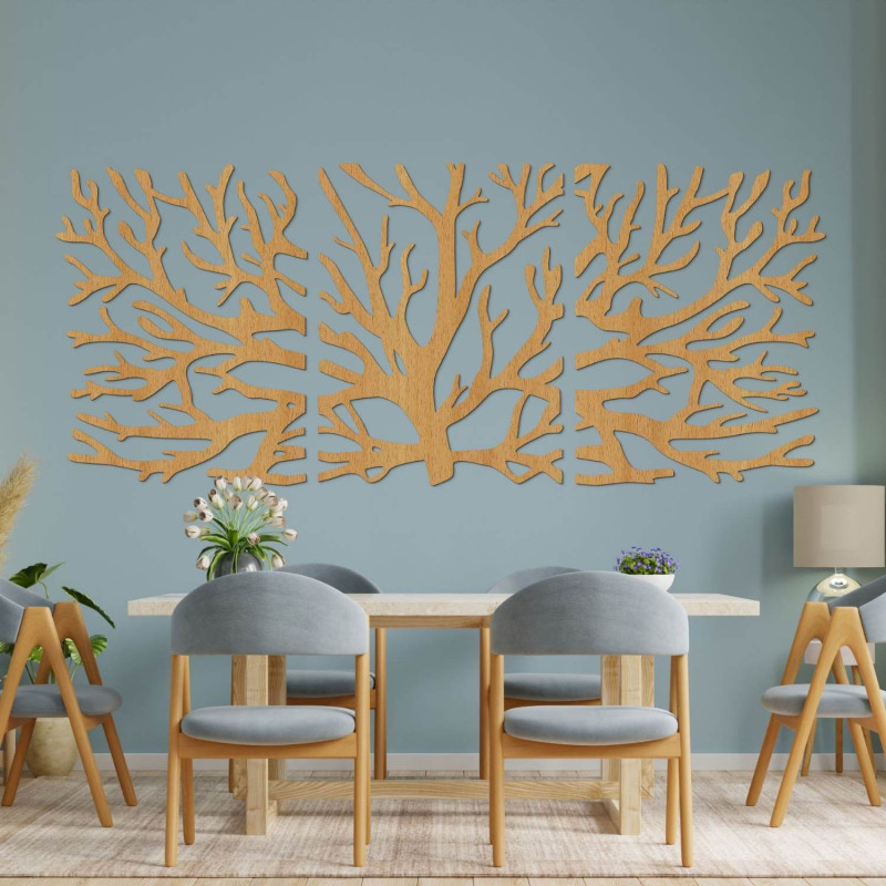Decorațiune de perete ecologică din lemn cu motivul copacului vieții
