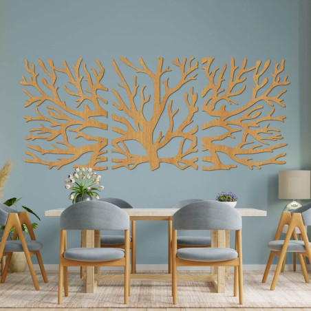 Decorațiune de perete ecologică din lemn cu motivul copacului vieții