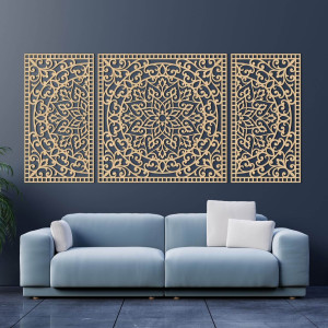 Mandala din lemn din trei piese - o decorațiune modernă pentru orice interior