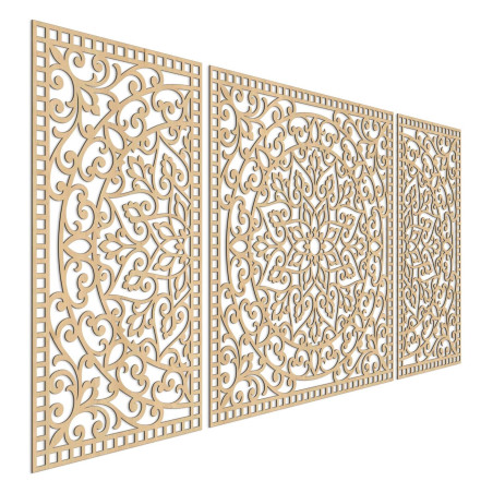 Mandala din lemn din trei piese - o decorațiune modernă pentru orice interior