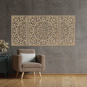 Mandala din lemn din trei piese - o decorațiune modernă pentru orice interior 2