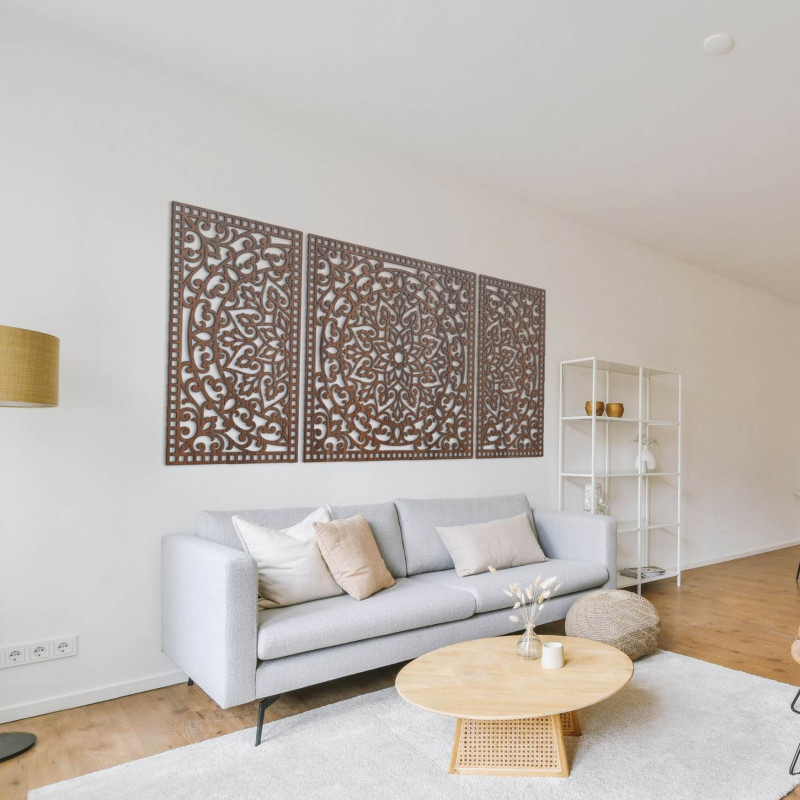 Mandala din lemn din trei piese - o decorațiune modernă pentru orice interior