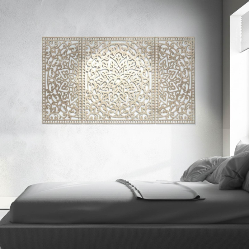 Mandala luxoasă din lemn pe perete – decorațiune murală 3D din lemn