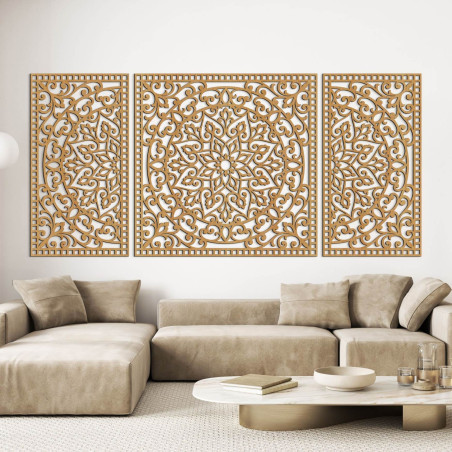 Mandala din lemn cu detalii fine pentru echilibru și energie pozitivă