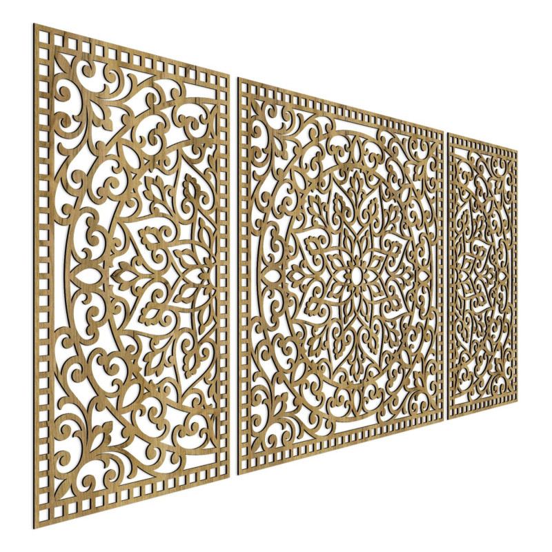 Mandala din lemn cu detalii fine pentru echilibru și energie pozitivă