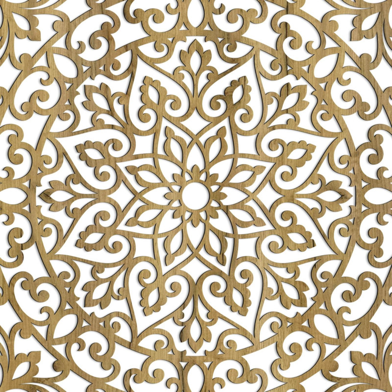 Mandala din lemn cu detalii fine pentru echilibru și energie pozitivă