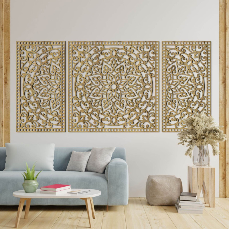 Mandala din lemn cu detalii fine pentru echilibru și energie pozitivă