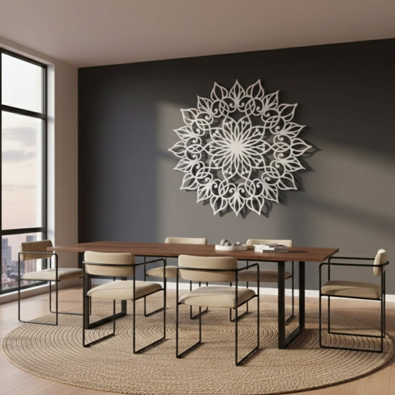 Mandala din lemn lucrată manual, Floarea Vieții