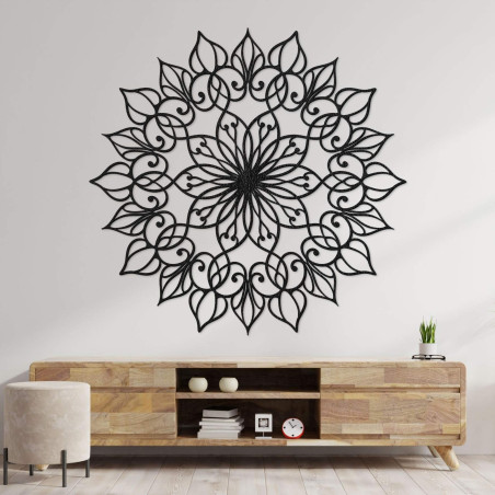 Mandala din lemn lucrată manual, Floarea Vieții