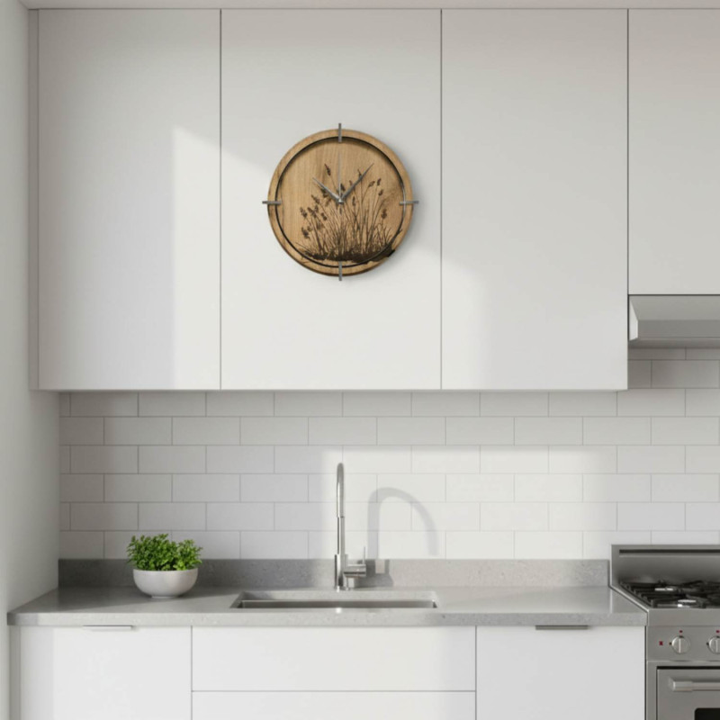 Ceas rotund din lemn cu model natural