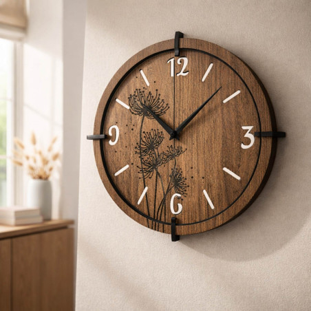 Ceas de design cu mecanism silențios cu cuarț și ace argintii