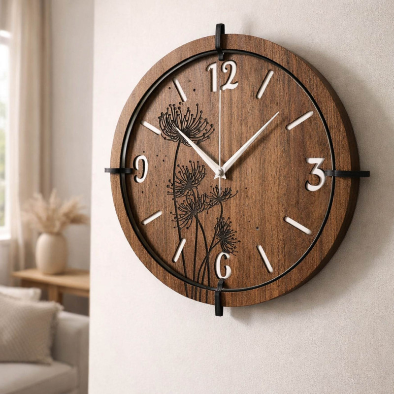 Ceas de design cu mecanism silențios cu cuarț și ace argintii