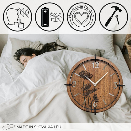 Ceas de design cu mecanism silențios cu cuarț și ace argintii