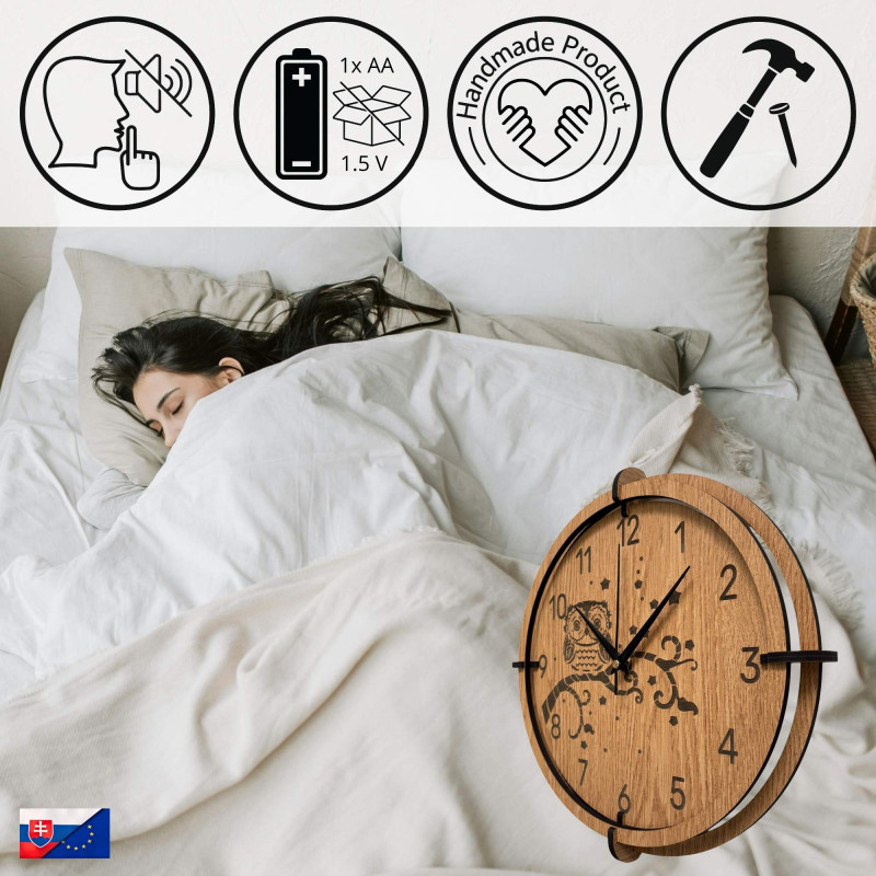 Ceas decorativ cu bufniță - un design unic pentru camera de zi