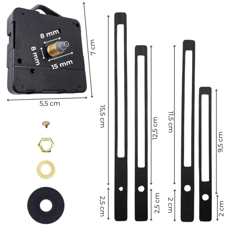 Ace de ceas negre, mai mari și mai mici, pentru ceasuri și decorațiuni DIY.