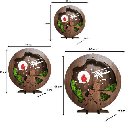 Decorațiune LED Micul Prinț cu avion | Nuc Wenge