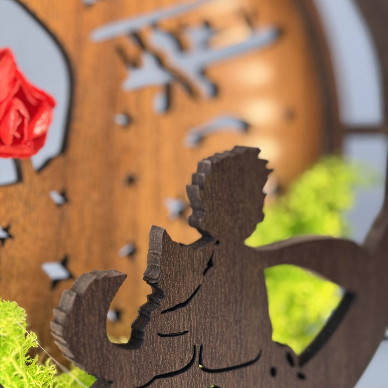 Decorațiune LED Micul Prinț cu avion | Nuc Wenge