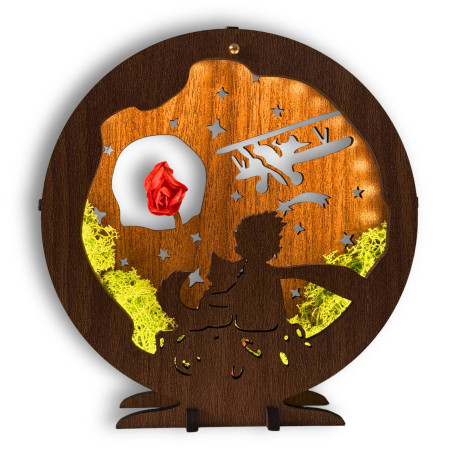 Decorațiune LED Micul Prinț cu avion | Nuc Wenge