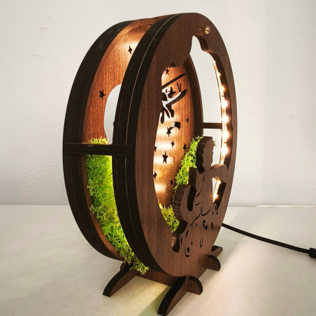 Decorațiune LED Micul Prinț cu avion | Nuc Wenge