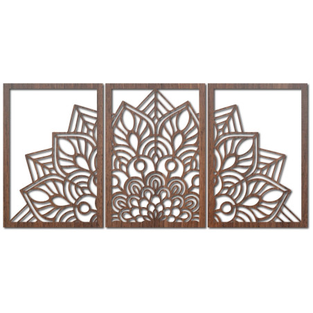 Mandala neagră modernă și ceas din lemn: Armonie elegantă pentru casa ta.