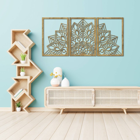 Mandala florală din 3 piese pentru perete - FLOFER