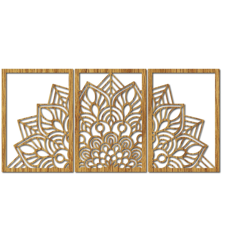 Mandala neagră armonioasă și ceas din lemn. Un plus perfect pentru orice cameră.