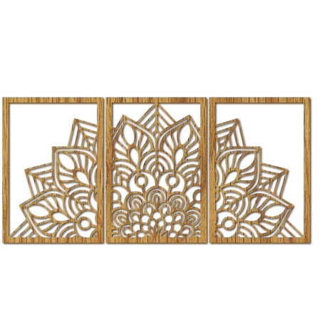 Mandala neagră armonioasă și ceas din lemn. Un plus perfect pentru orice cameră.