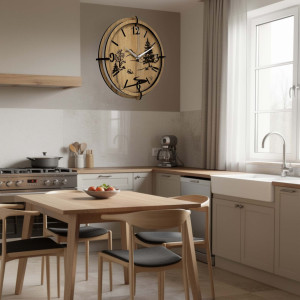 Ceas de perete din lemn cu motiv natural | Stejar auriu 2