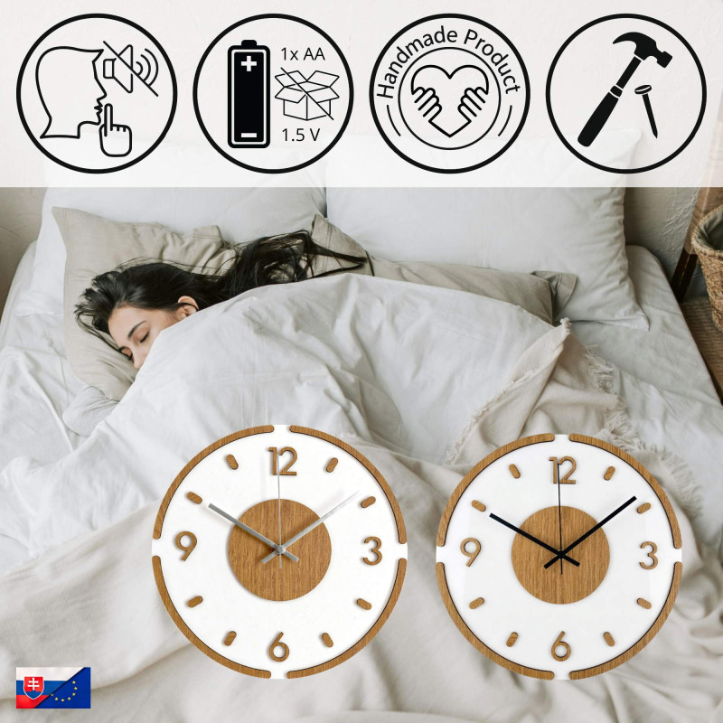 Ceas de perete modern din lemn și alb – decor...