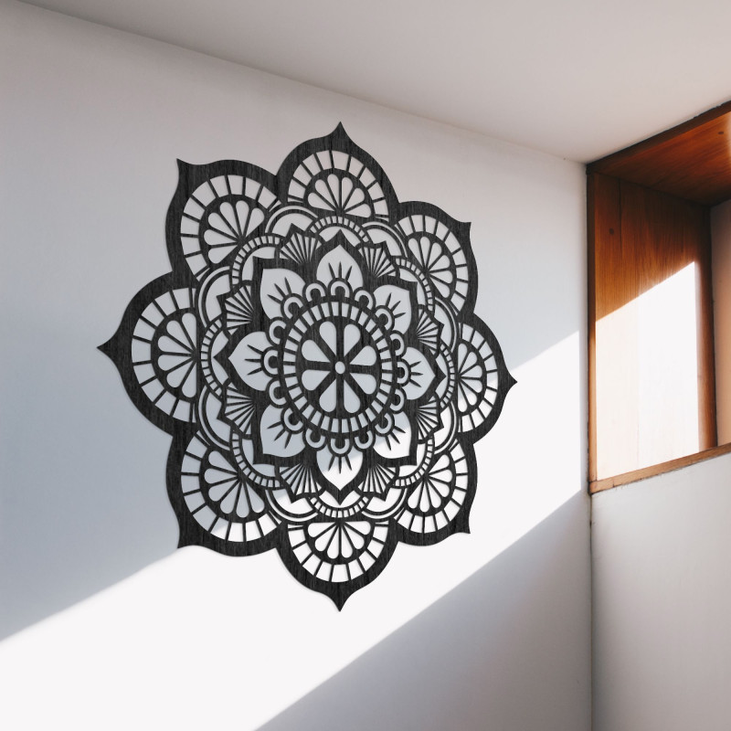 Mandala luxoasă din lemn pentru perete, cu decupaj laser precis