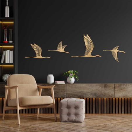 Păsări moderne din lemn pe perete pentru un interior elegant
