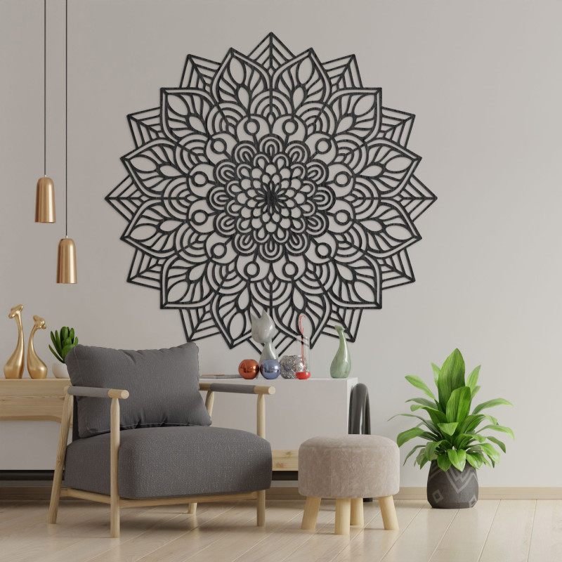 Mandala din lemn pe perete Floarea Vieții