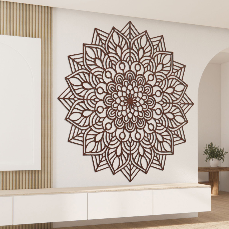 Mandala din lemn pe perete Floarea Vieții
