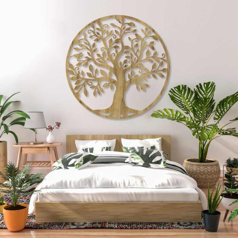 Pictură pe lemn Arborele Vieții - decorațiune elegantă de perete din lemn