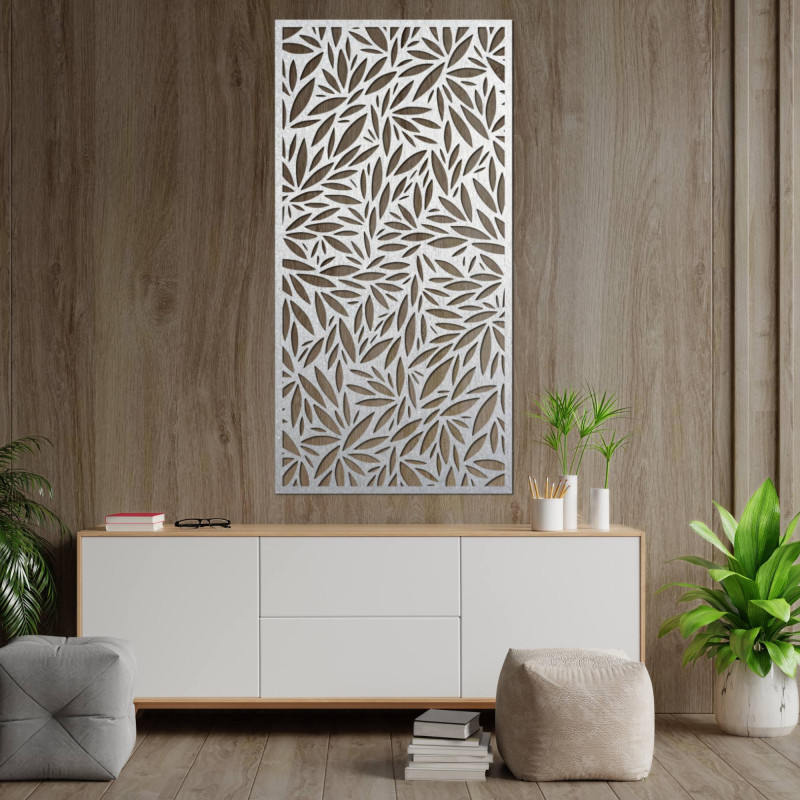 Înviorează-ți interiorul cu un tablou din lemn cu motiv de frunze