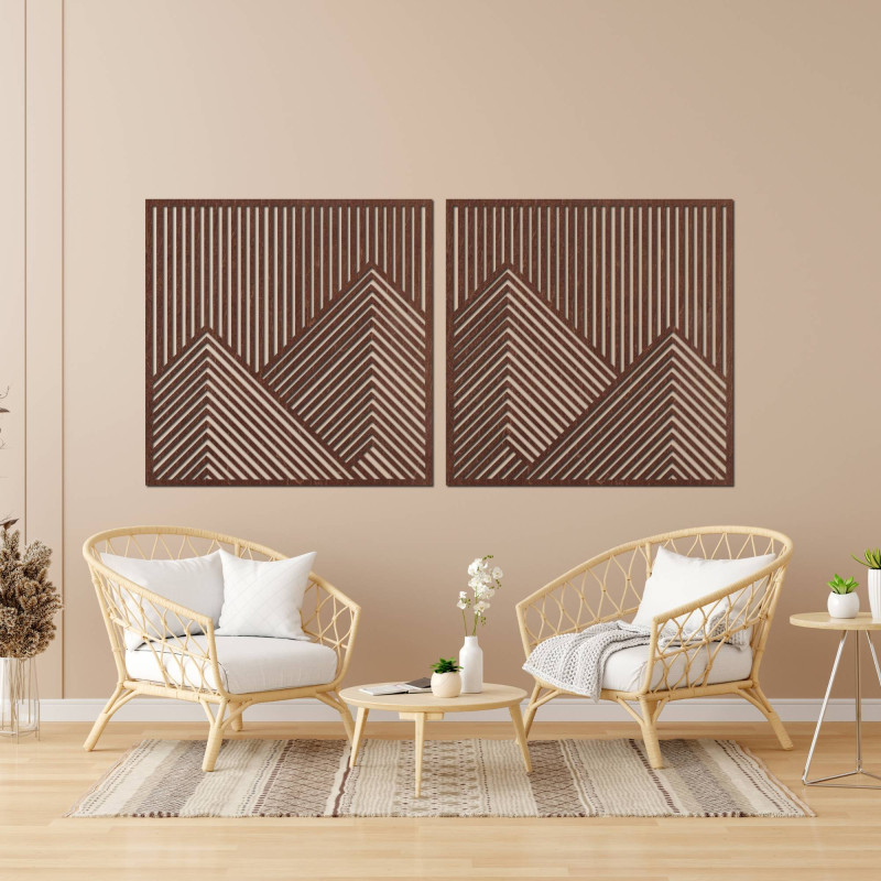 Decorațiune murală minimalistă cu munți într-un design natural