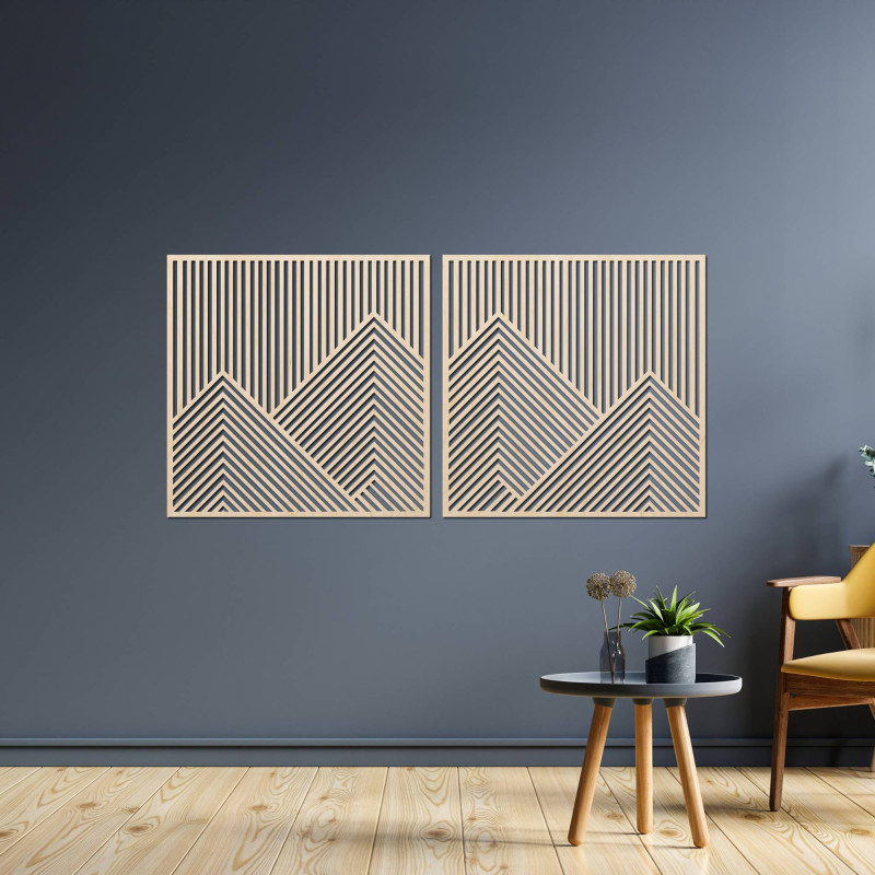 Decorațiune murală minimalistă cu munți într-un design natural