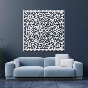 Pictură murală pătrată din lemn - mandală orientală 2