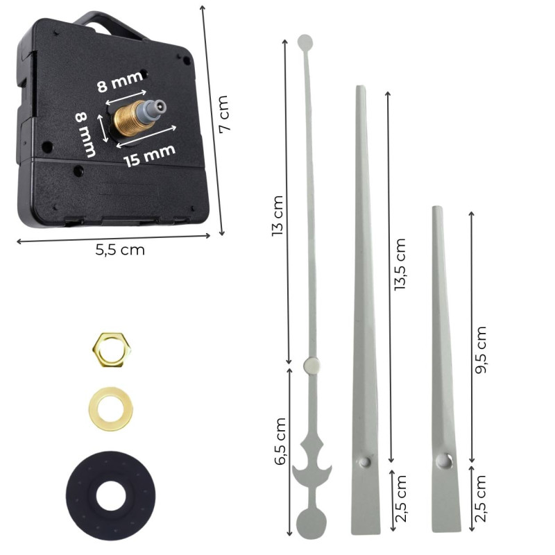 Ace de ceas de perete din metal alb pentru proiecte DIY creative.
