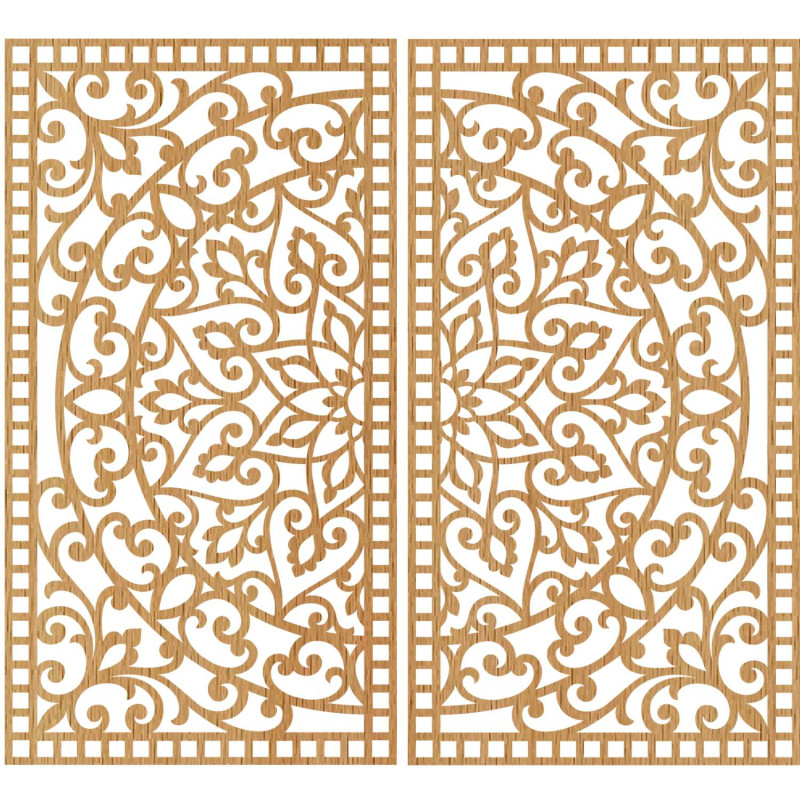 Set de perete simetric format din două picturi cu un motiv ornamental oriental de mandală