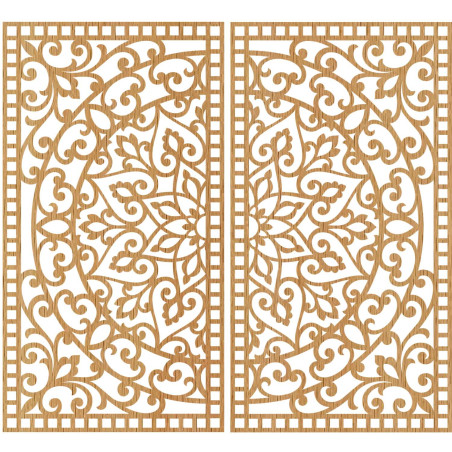 Set de perete simetric format din două picturi cu un motiv ornamental oriental de mandală