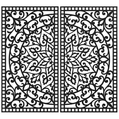 Diptic 3D luxos cu model mandala sculptat deasupra comodei de design într-un apartament