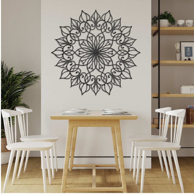 Mandala cu flori din lemn | Decupaj 3D precis din HDF
