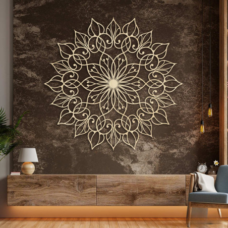 Mandala cu flori din lemn | Decupaj 3D precis din HDF