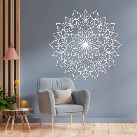 Artă murală de lux cu flori Mandala – Ornament sculptat