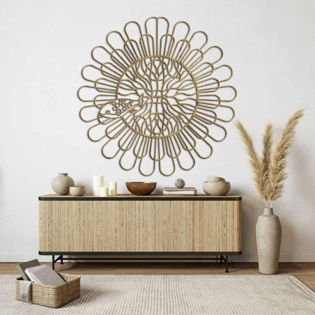 Imagine 3D sculptată a unei mandale de pește cu patru dinți, realizată din placă HDF neagră