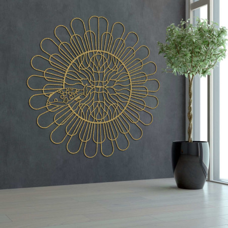 Pește mandala circular de perete într-un design minimalist negru