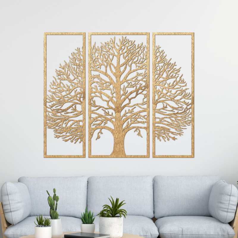 Înviorează-ți interiorul cu un triptic unic în formă de copac. Design modern și calitate.